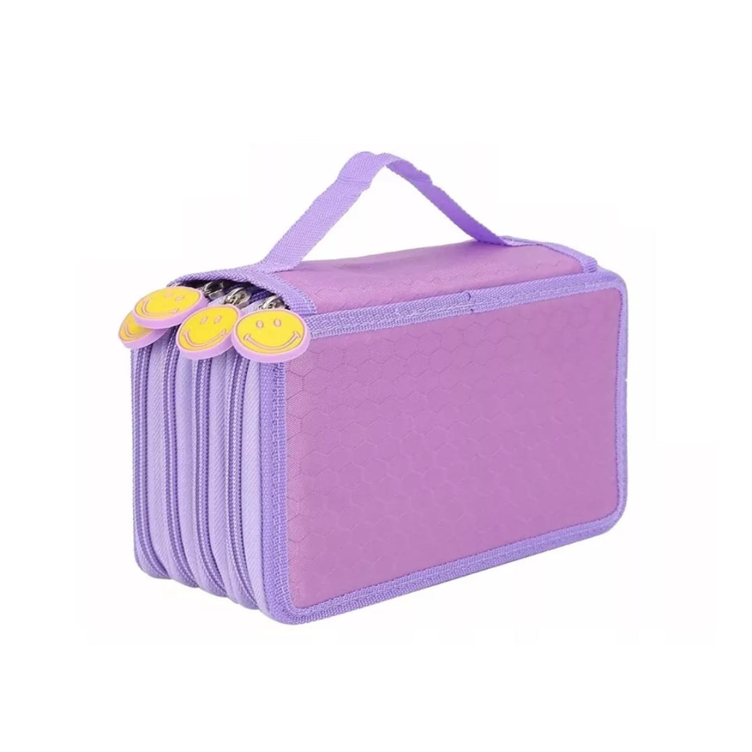 ESTUCHERA HAPPY FACE MORADA