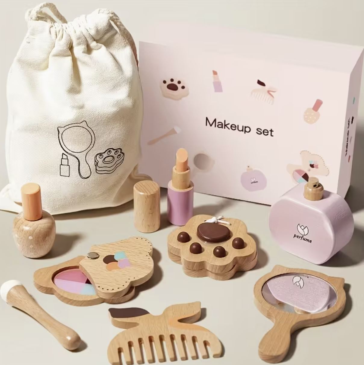 MINI SET DE MAQUILLAJE DE MADERA