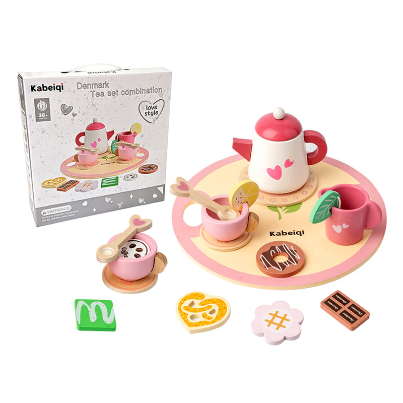 JUEGO DE TÉ ROSITA CORAZONES DE MADERA