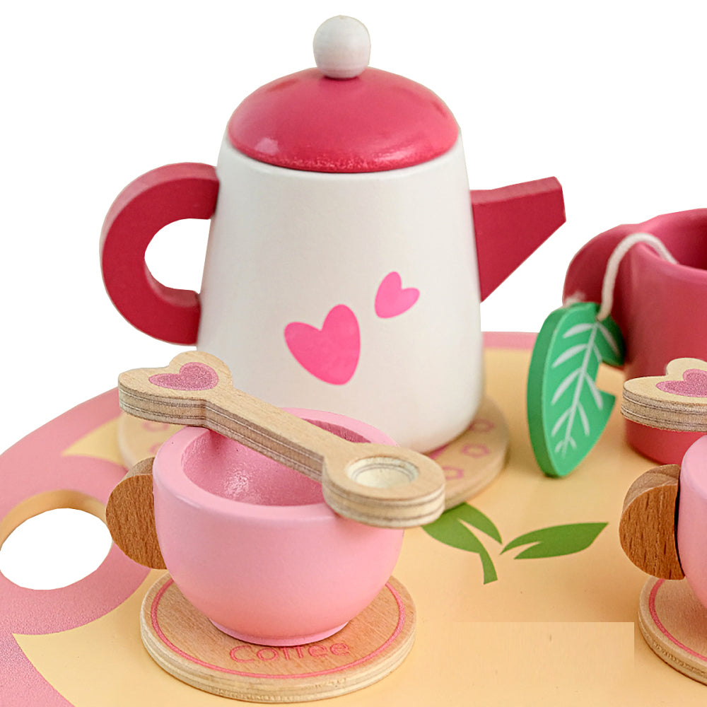 JUEGO DE TÉ ROSITA CORAZONES DE MADERA