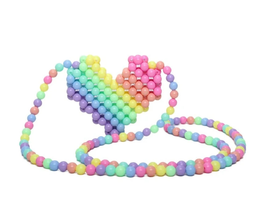 BOLSO PERLAS CORAZON MULTICOLOR