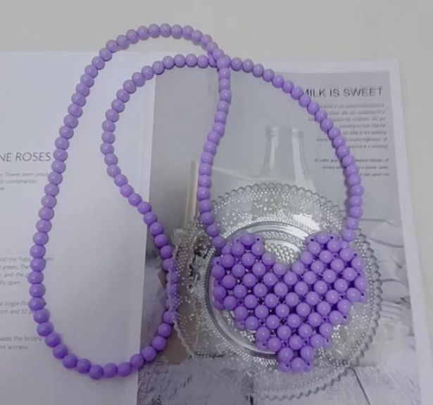 BOLSAS PERLAS CORAZON MORADO