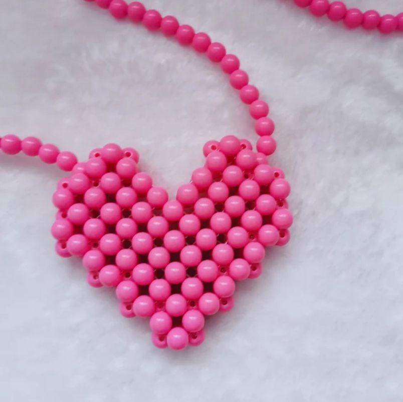 BOLSAS PERLAS CORAZON ROSA FIUSHA