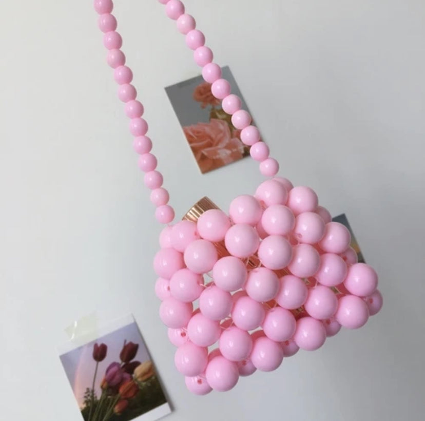 BOLSO PERLAS ROSA