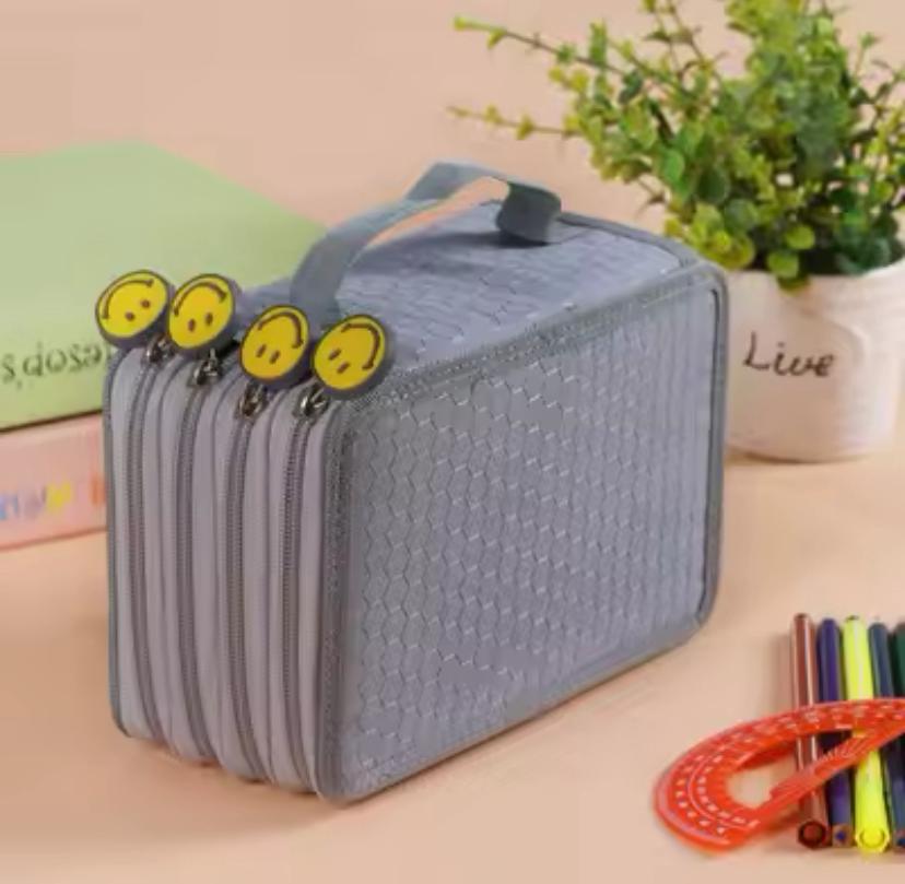 ESTUCHERA HAPPY FACE GRIS