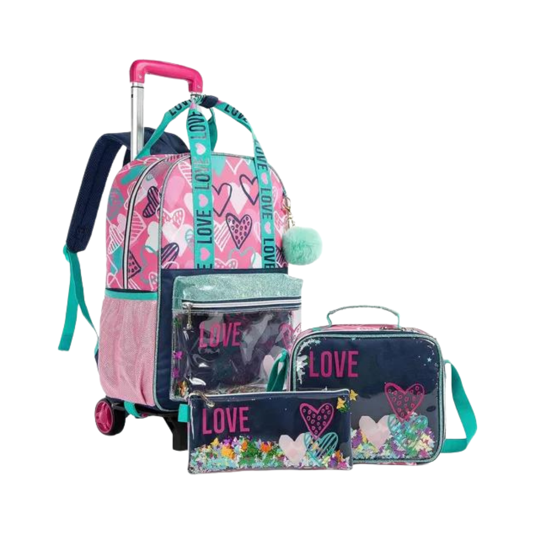 COMBO MOCHILA RUEDITAS LOVE