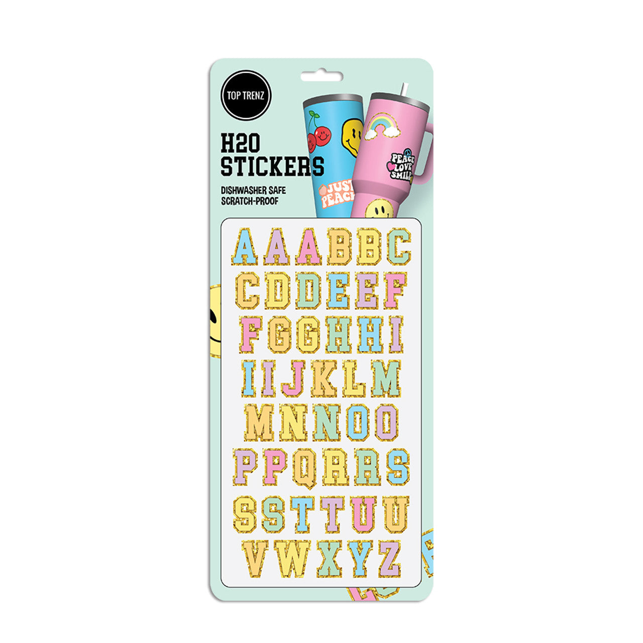 TOP TRENZ HOJA DE PEGATINAS PARA TERMO ABECEDARIO GLAM