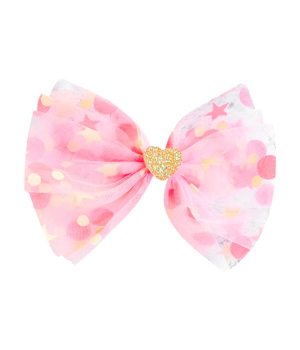 Clip Moño Corazón y Estrellas en Tul