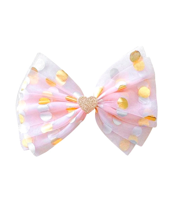 Clip Moño Corazón y Círculos en Tul