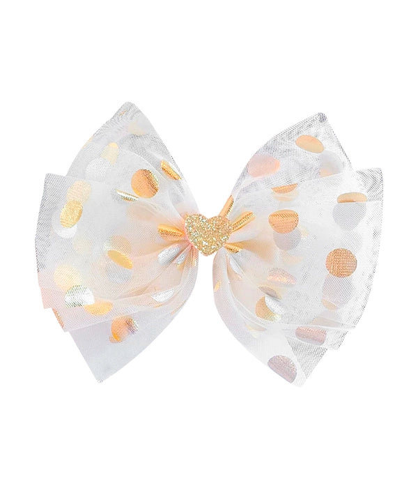 Clip Moño Corazón y Círculos en Tul