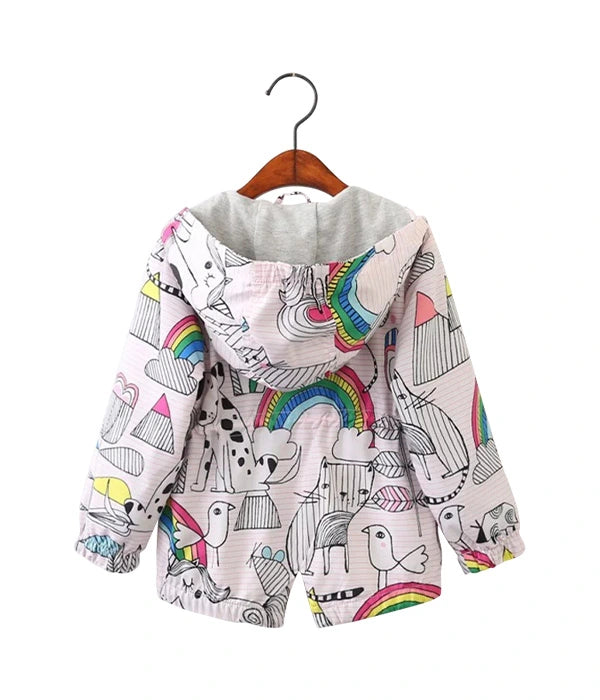 CHAMARRA ROMPEVIENTOS ARCOÍRIS Y ANIMALITOS