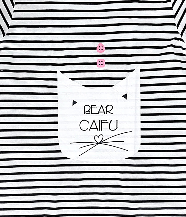 PIJAMA, VESTIDO GATITOS A RAYAS MAMA E HIJA