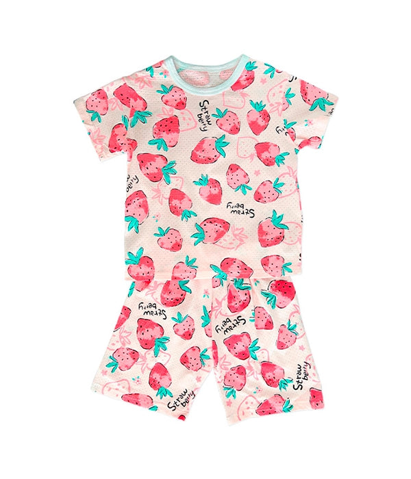 PIJAMA FRESAS MANGA CORTA , 2 PIEZAS