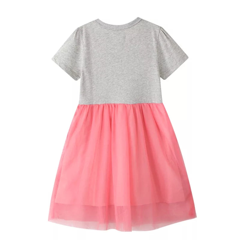 VESTIDO UNICORNIO Y ESTRELLAS MANGA CORTA CON TUTU